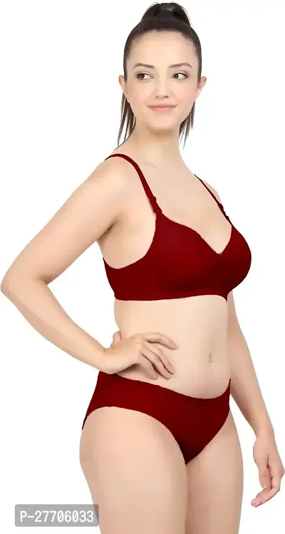 Women Cotton Bra Panty Set for Lingerie Set Pack of 2  Color : Maroon,Blue-thumb2