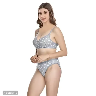 Stylish Grey  Bra And Panty Set For Women-thumb3