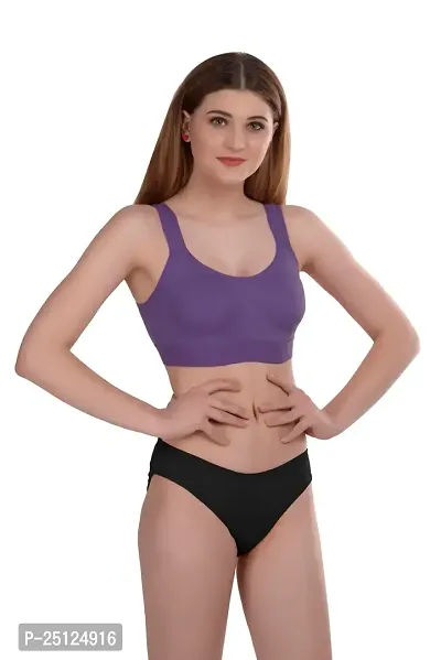 Stylish Purple  Bra And Panty Set For Women-thumb2