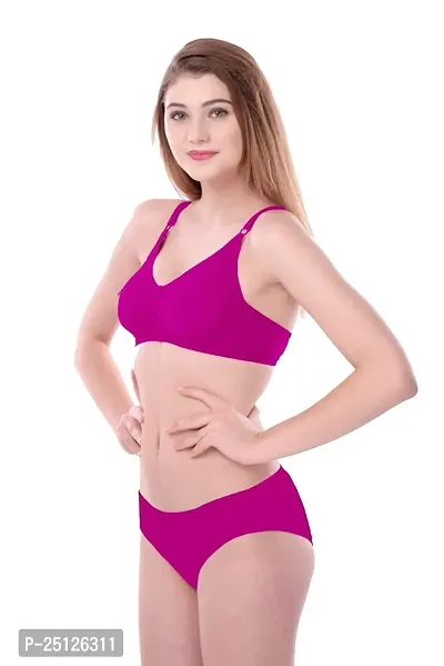 Stylish Pink  Bra And Panty Set For Women-thumb2