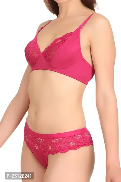 Stylish Pink  Bra And Panty Set For Women-thumb3