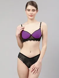 Women Black,Purple,Maroon Net Bra Panty Set|Lingerie Set|Honeymoon Night Dress Wedding|Valentine Beautiful Gift for Girl|Bra Panty Set for Women with Sexy|Bra Panty Set for Women-thumb3