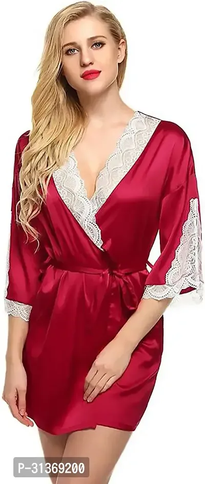 Women Pink,Red Designed Babydoll Sexy Lingerie Set Honeymoon Nighty Anniversary Night Dress-thumb4