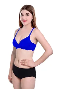 Women Cotton Bra Panty Set for Lingerie Set Pack of 1  Color : Blue-thumb2