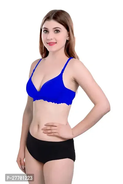 Women Cotton Bra Panty Set for Lingerie Set Pack of 1  Color : Blue-thumb3