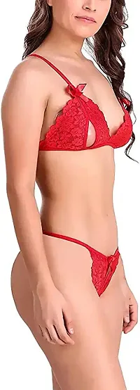 Women Cotton Bra Panty Set for Lingerie Set Pack of 1  Color : Red-thumb2