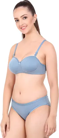 Stylish Blue  Bra And Panty Set For Women-thumb2