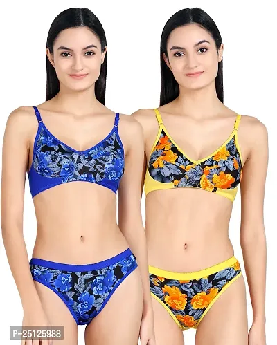 Stylish Multicoloured  Bra And Panty Set For Women Pack Of 2-thumb0