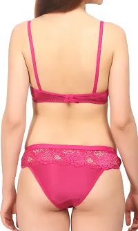 Stylish Pink  Bra And Panty Set For Women-thumb3