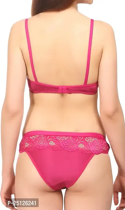 Stylish Pink  Bra And Panty Set For Women-thumb4