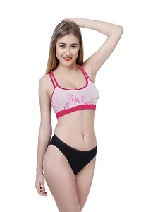 Stylish Pink  Bra And Panty Set For Women-thumb1