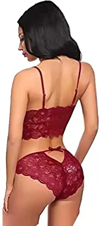 Stylish Red  Bra And Panty Set For Women-thumb3