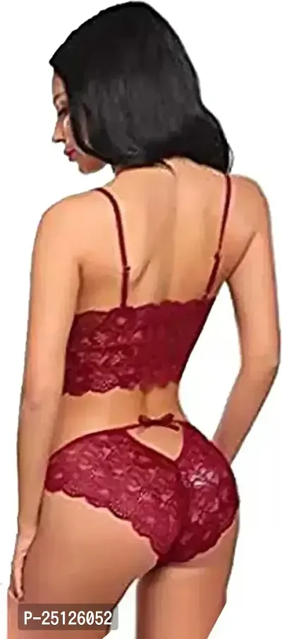 Stylish Red  Bra And Panty Set For Women-thumb4