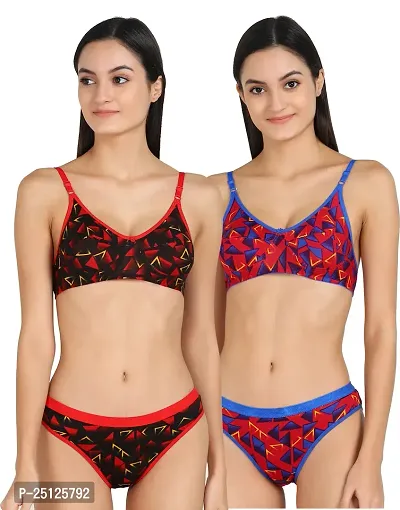 Stylish Multicoloured  Bra And Panty Set For Women Pack Of 2-thumb0