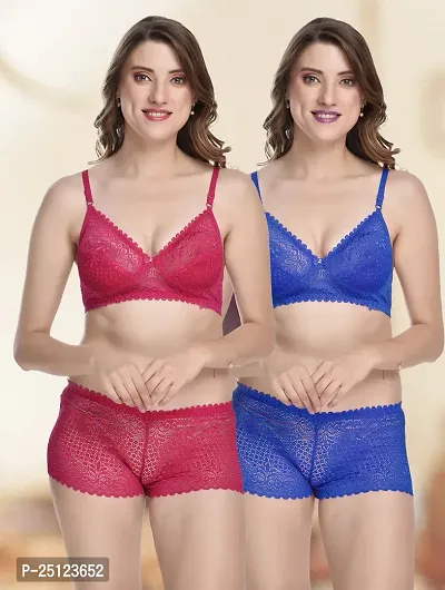 Stylish Multicoloured  Bra And Panty Set For Women Pack Of 2-thumb0