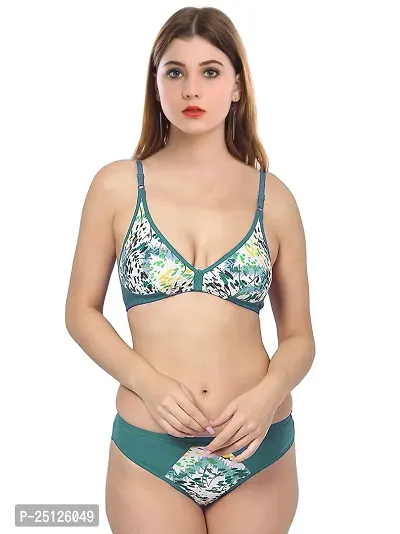 Stylish Green  Bra And Panty Set For Women-thumb0