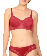 Women Cotton Bra Panty Set for Lingerie Set Pack of 2  Color : Red,Brown-thumb4