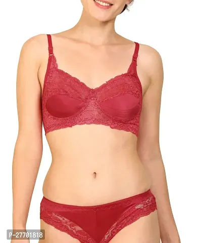 Women Cotton Bra Panty Set for Lingerie Set Pack of 2  Color : Red,Brown-thumb5