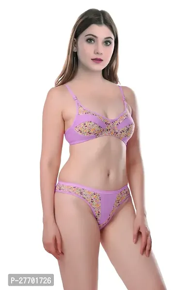 Women Cotton Bra Panty Set for Lingerie Set Pack of 1  Color : Purple-thumb2