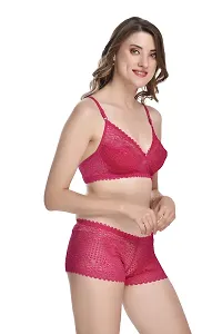 Women Cotton Bra Panty Set for Lingerie Set Pack of 2  Color : Pink,Maroon-thumb1