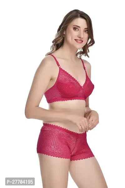 Women Cotton Bra Panty Set for Lingerie Set Pack of 2  Color : Pink,Maroon-thumb2