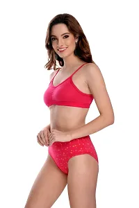 Women Cotton Bra Panty Set for Lingerie Set Pack of 6  Color : Pink,Red,Maroon,Black,Orange,Brown-thumb2
