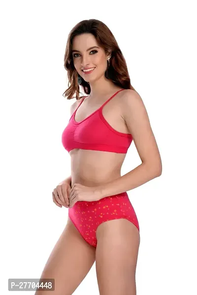 Women Cotton Bra Panty Set for Lingerie Set Pack of 6  Color : Pink,Red,Maroon,Black,Orange,Brown-thumb3