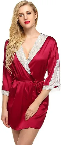 Women Purple,Red Designed Babydoll Sexy Lingerie Set Honeymoon Nighty Anniversary Night Dress-thumb4