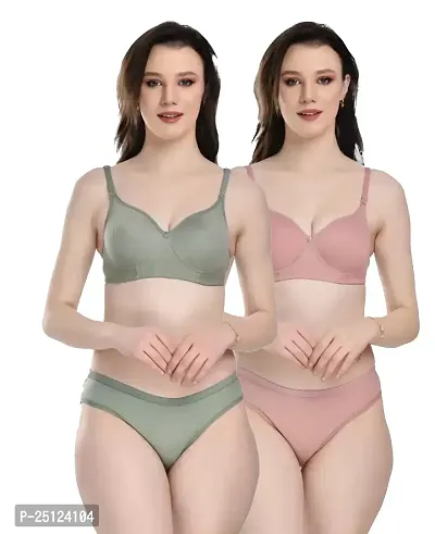 Stylish Multicoloured  Bra And Panty Set For Women Pack Of 2-thumb0