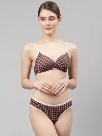 Stylish Cotton Checked Bra And Panty Set For Women Pack Of 2-thumb3