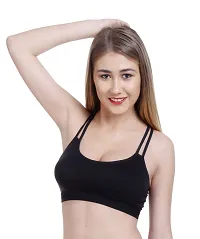 Stylish Black Cotton Solid Bras For Women-thumb1