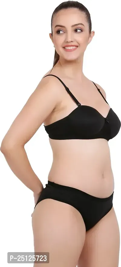 Stylish Black  Bra And Panty Set For Women-thumb2