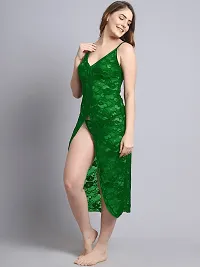 Women Green Designed Babydoll Sexy Lingerie Set Honeymoon Nighty Anniversary Night Dress-thumb2