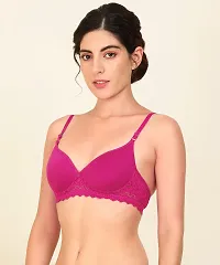 Stylish Pink Cotton Solid Bras For Women-thumb2