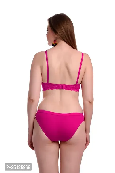 Stylish Pink  Bra And Panty Set For Women-thumb4