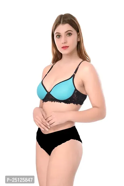 Stylish Blue  Bra And Panty Set For Women-thumb3