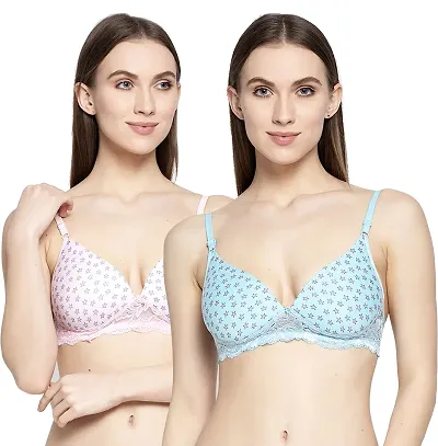 Cotton Printed Padded Bra Pack Of 2