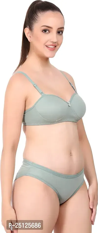 Stylish Green  Bra And Panty Set For Women-thumb2