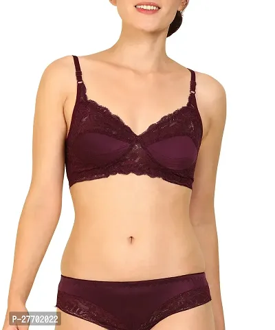 Women Cotton Bra Panty Set for Lingerie Set Pack of 2  Color : Maroon,Brown-thumb5