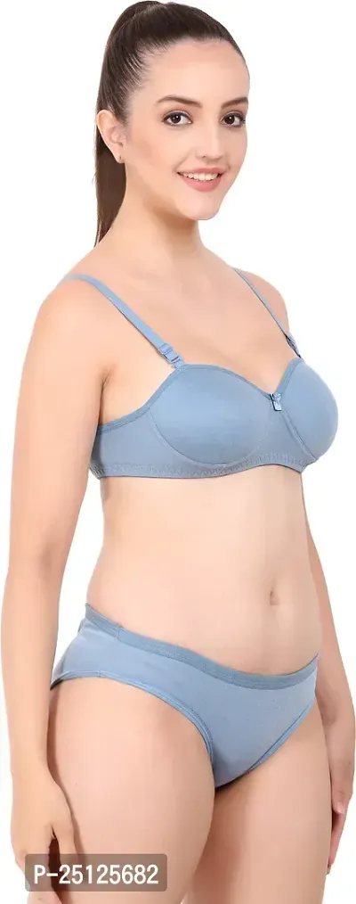 Stylish Blue  Bra And Panty Set For Women-thumb2