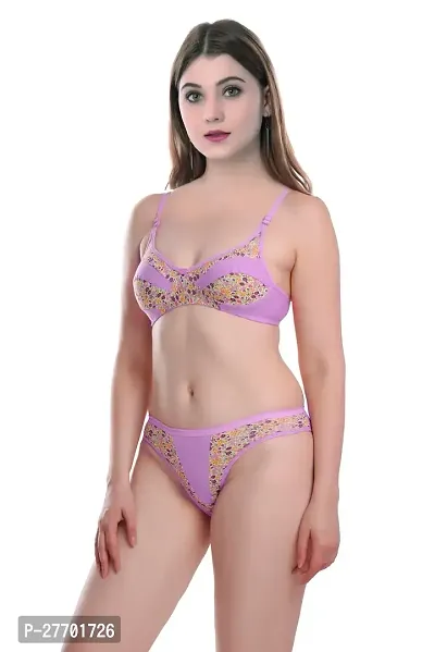 Women Cotton Bra Panty Set for Lingerie Set Pack of 1  Color : Purple-thumb3