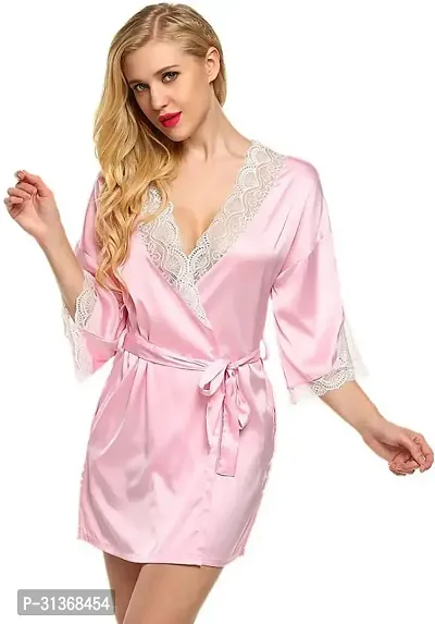 Women Pink Designed Babydoll Sexy Lingerie Set Honeymoon Nighty Anniversary Night Dress-thumb5