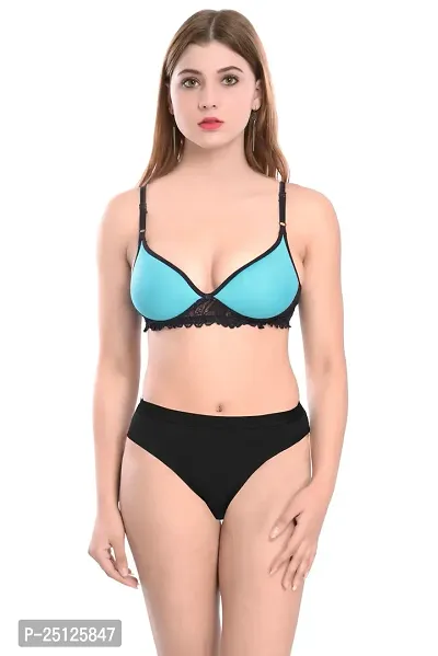 Stylish Blue  Bra And Panty Set For Women-thumb0