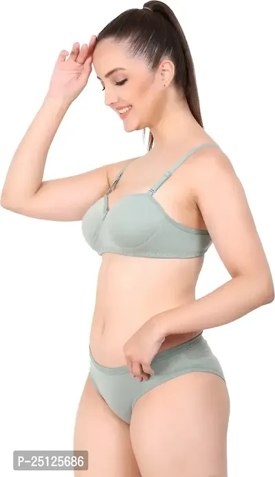 Stylish Green  Bra And Panty Set For Women-thumb3