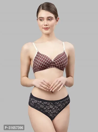 CUPSIN-Women Black,Maroon Cotton Bra Panty Set|Lingerie Set|Honeymoon Night Dress Wedding|Valentine Beautiful Gift for Girl|Bra Panty Set for Women with Sexy|Bra Panty Set for Women-thumb4