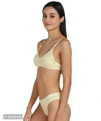 Stylish Yellow  Bra And Panty Set For Women-thumb3