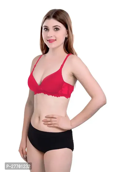 Women Cotton Bra Panty Set for Lingerie Set Pack of 1  Color : Pink-thumb2