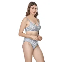 Stylish Grey  Bra And Panty Set For Women-thumb1