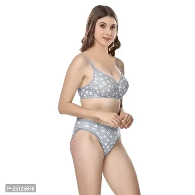 Stylish Grey  Bra And Panty Set For Women-thumb2