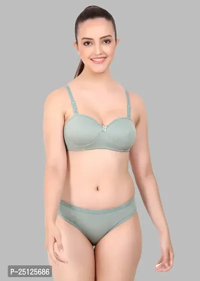 Stylish Green  Bra And Panty Set For Women-thumb0